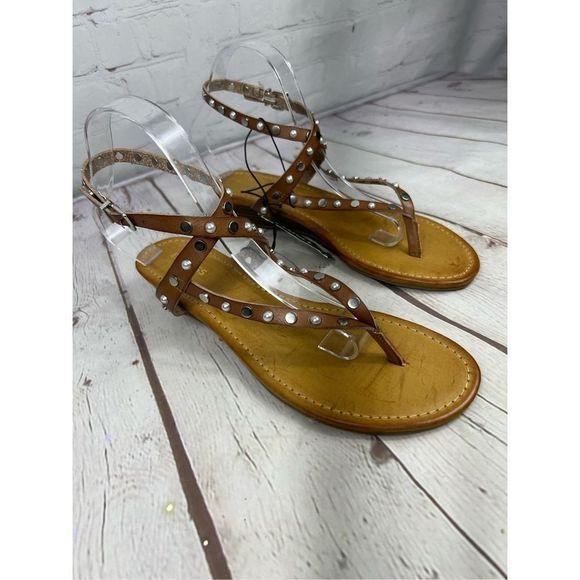 express women’s sandals with the studs and straps tan size 9 - Picture 2 of 6